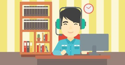 Man playing computer game vector illustration 库存插图