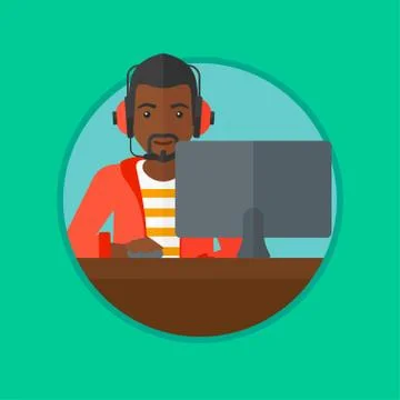 Man playing computer game vector illustration Stockillustratie