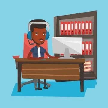 Man playing computer game vector illustration 스톡 일러스트
