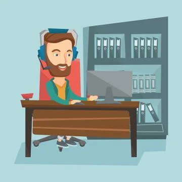 Man playing computer game vector illustration Stock Illustration