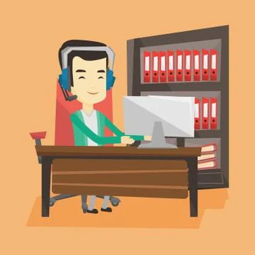 Man playing computer game vector illustration Stock Illustration