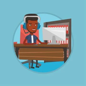 Man playing computer game vector illustration Stock Illustration