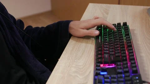 Man Playing Computer Keyboard Stock Footage 142926572