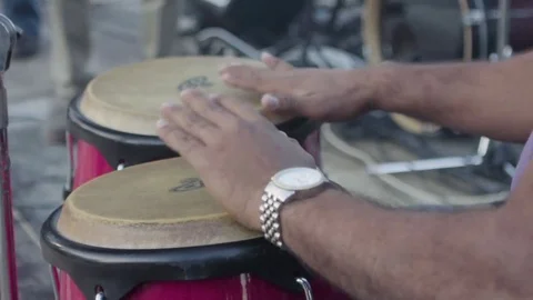 Man playing conga drums Stock Footage 77446404