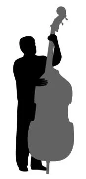 Man playing contrabass Stock Illustration