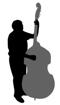 Man playing contrabass Stock Illustration