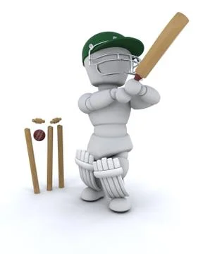Man playing cricket Stock Illustration