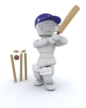 Man playing cricket Stock Illustration