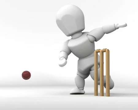 Man playing cricket Stock Illustration