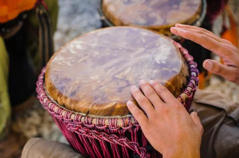 Man playing the djembe Stock Photos