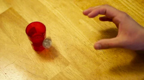 Man Playing Drinking Game Quarters Stock-Footage 53488515