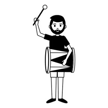 Man playing drum carnival Stock Illustration
