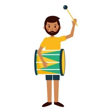 Man playing drum carnival Stock Illustration