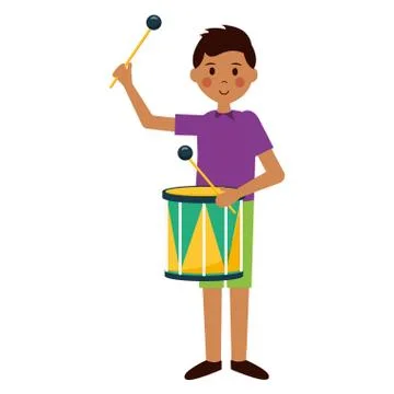 Man playing drum carnival Stock Illustration