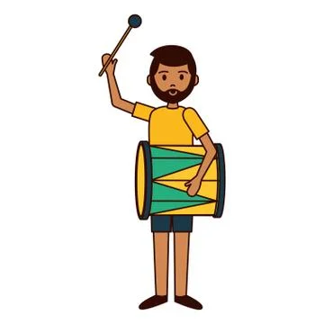 Man playing drum carnival Stockillustratie