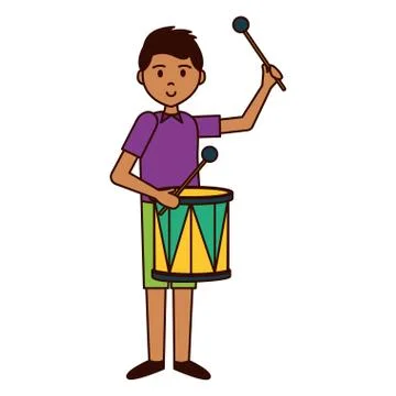 Man playing drum carnival Stock Illustration