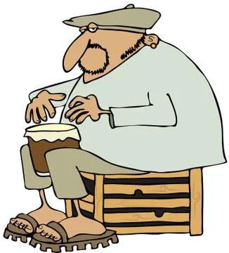 Man playing a drum Stock Illustration