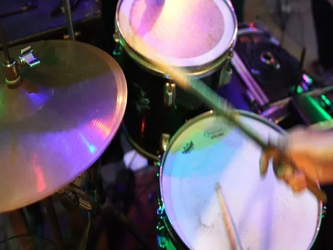 A Man is playing drum. Musical background, musical instrument Stock Footage 75979949