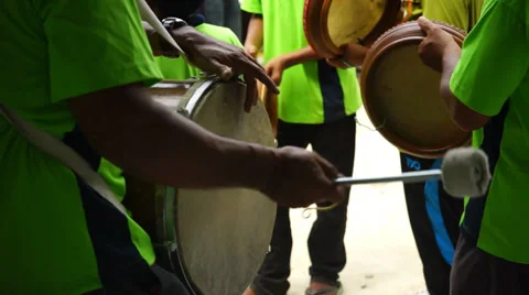 Man playing drum, Rebana Ubi in wedding ceremony, Malaysia Stock Footage 34974293