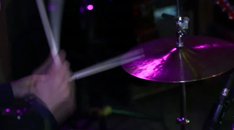 Man playing on Drum Rock perfomance Stock Footage 58165098