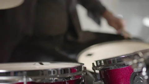 Man Playing Drum Solo Close Up - Shallow Depth of Field Stock Footage 141904180