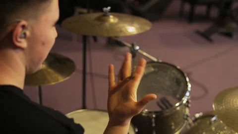Man Playing With Drum Sticks Stock Footage 72190453