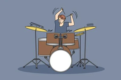 Man playing on drum with sticks Stock Illustration