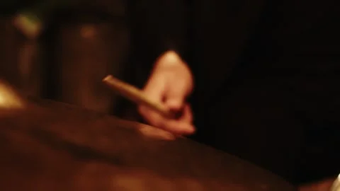 Man playing drums  cinematic Video stock 261334583