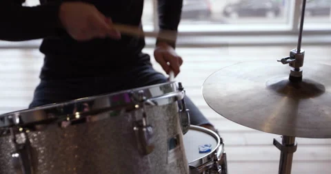 Man playing drums - close up on hands Stock Footage 148245251