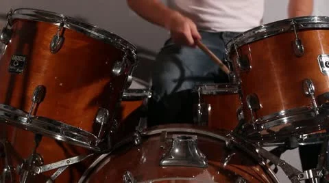 Man playing drums drum solo low angle ms Stock-Footage 17908397