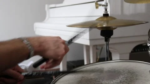 Man Playing the Drums Video stock 147212667