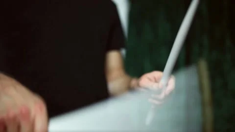 Man playing the drums in home Stock Footage 131232071