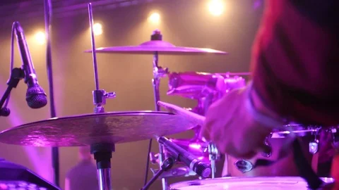 Man playing drums in slowmotion Stock-Footage 86790263
