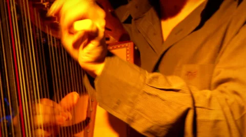 Man playing electing harp 05 Stock Footage 39831404