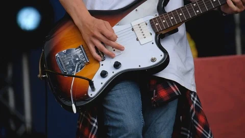 Man playing electric guitar close up Stock Footage 91129065