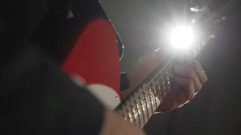 Man playing an electric guitar. Close up Stock Footage 105260241