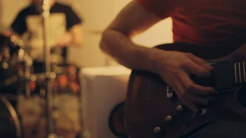 Man Playing Electric Guitar Stock Footage 125697101
