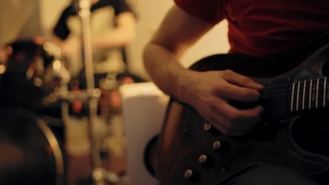 Man Playing Electric Guitar Stock Footage 125697525