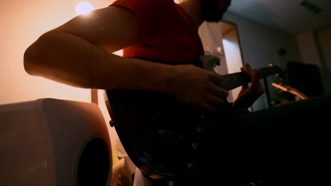 Man Playing Electric Guitar Stock Footage 125698475