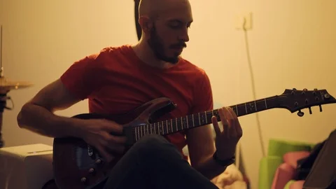 Man Playing Electric Guitar Stock Footage 125703405