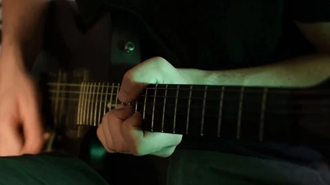 Man Playing Electric Guitar, Jamming Close Up Video stock 118817996