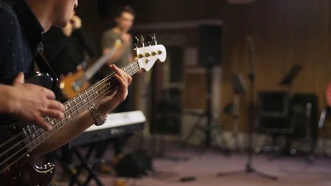 Man Playing Electric Guitar Seen From the Side Stock Footage 72207759