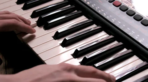 Man Playing An Electronic Keyboard Stock Footage 37961188