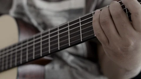 The man playing finger exercise warm up classic guitar Video stock 117116996