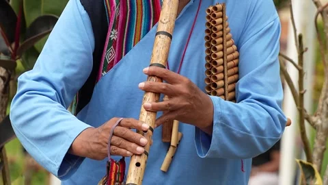 Man Playing Flute Musical Performance with Relaxing Melody Stock Footage 329011270