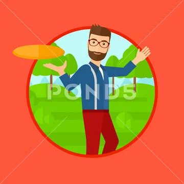 Man playing flying disc. Stock Illustration