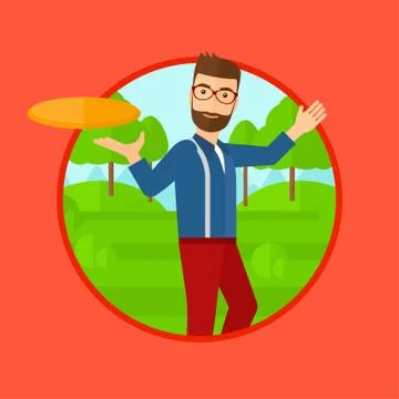 Man playing flying disc. Stock Illustration