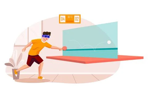 Man Playing Football Using VR Tech 스톡 일러스트