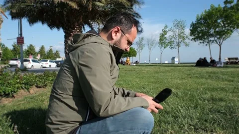 Man playing with game console Stock Footage 197346679
