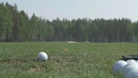 Man playing game of golf. Man hitting Golf ball Stock Footage